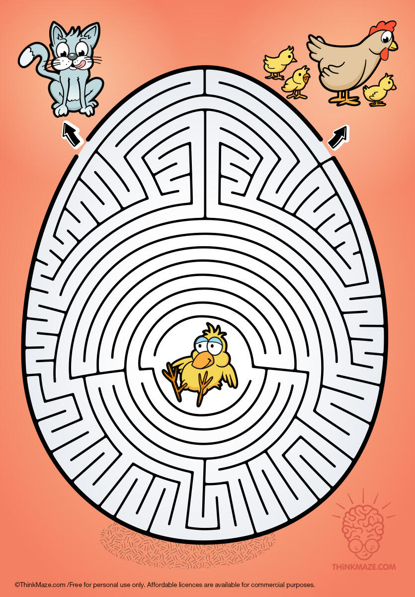 Free egg and chick maze egg and chick maze in color