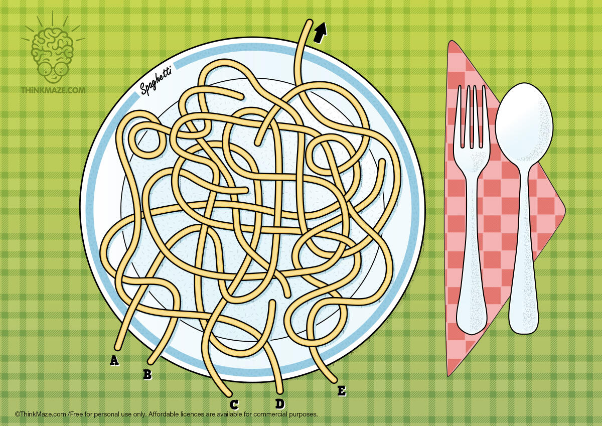 Spaghetti maze free spaghetti maze in color