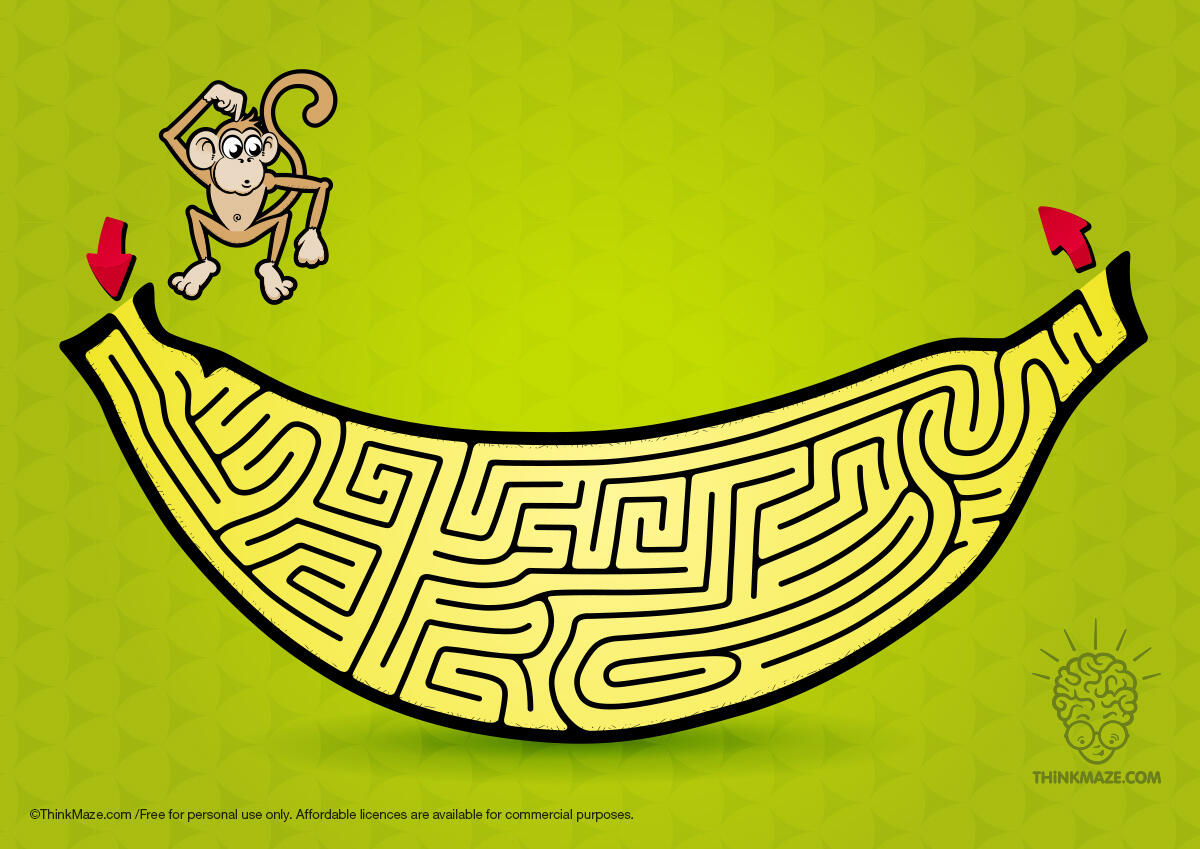 Monkey banana maze banana maze in color to print
