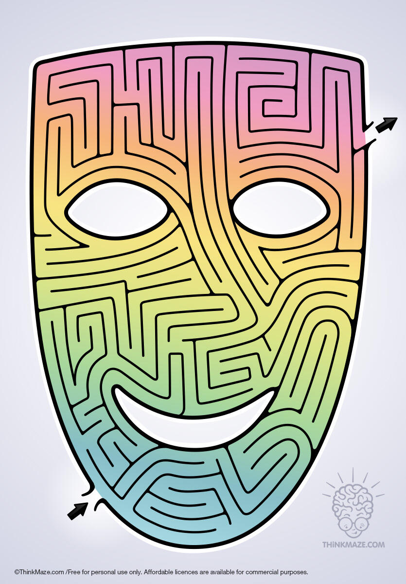 Free color mask maze mask maze in color to print out