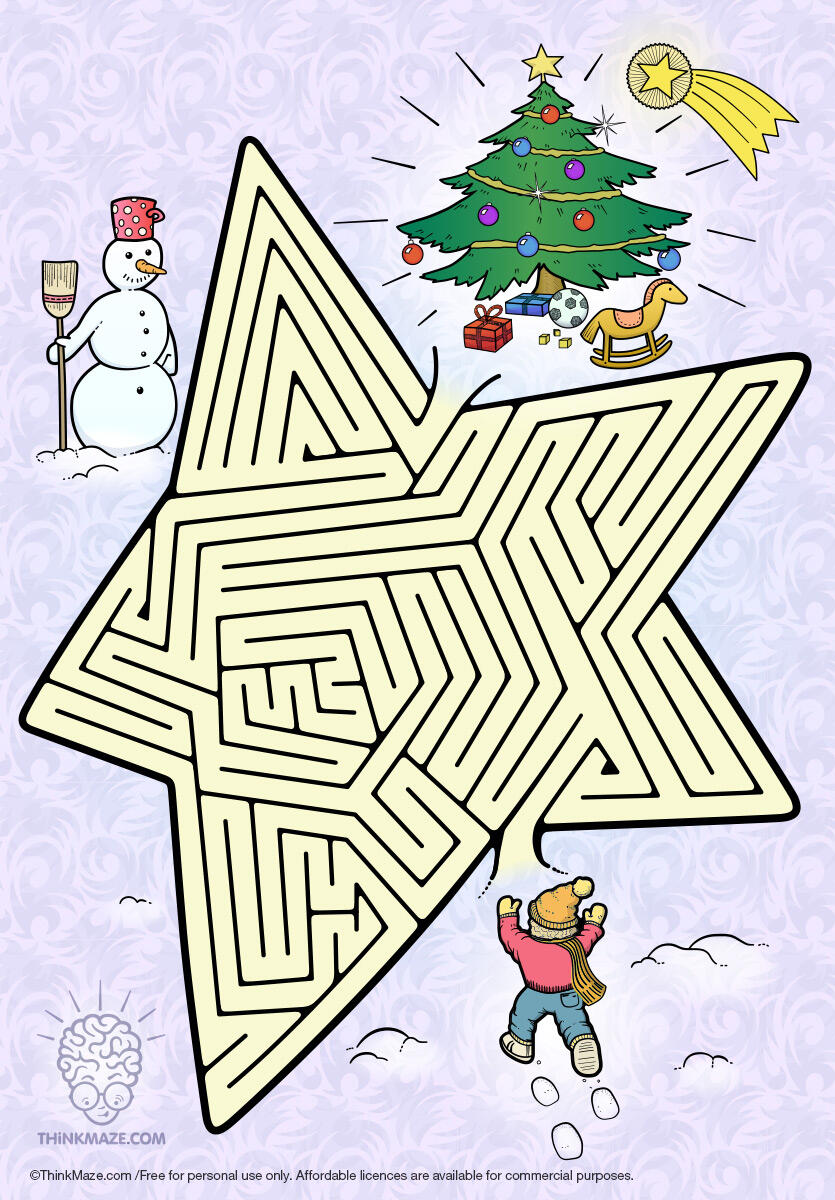 new year maze new year star maze in color