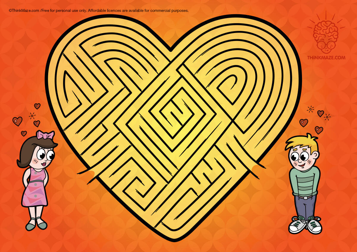 valentine maze valentine maze design in color with a large heart for the valentines day